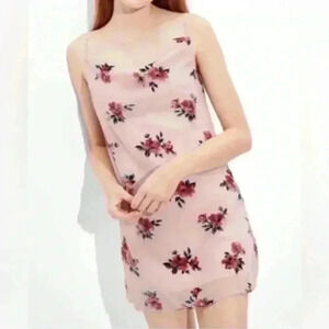 American Eagle Womens Pink Velvet Floral Mini Slip Dress Small